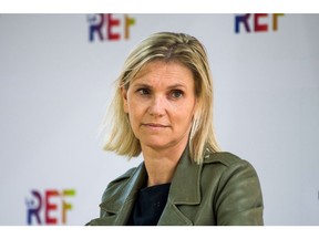 Agnes Pannier-Runacher, France's industry minister, during the Mouvement des entreprises de France (MEDEF) business conference at Longchamp racecourse in Paris, France, on Thursday, Aug. 19, 2021. French economic policy should shift to address the challenges of the climate transition for industry and employment, and focus less on the Covid-19 pandemic, the chief economist of the country's treasury said.