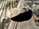 A sinkhole is exposed at a mining zone close to Tierra Amarilla town, in Copiapo, Chile.