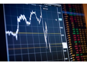 A monitor displays an S&P 500 chart on the floor of the New York Stock Exchange. Photographer: Michael Nagle/Bloomberg