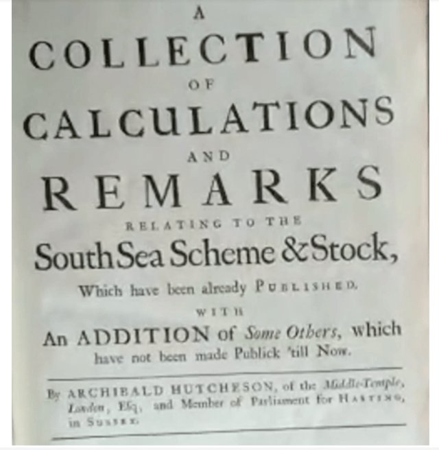 Title Page of South Sea Bubble Pamphlet from 1720