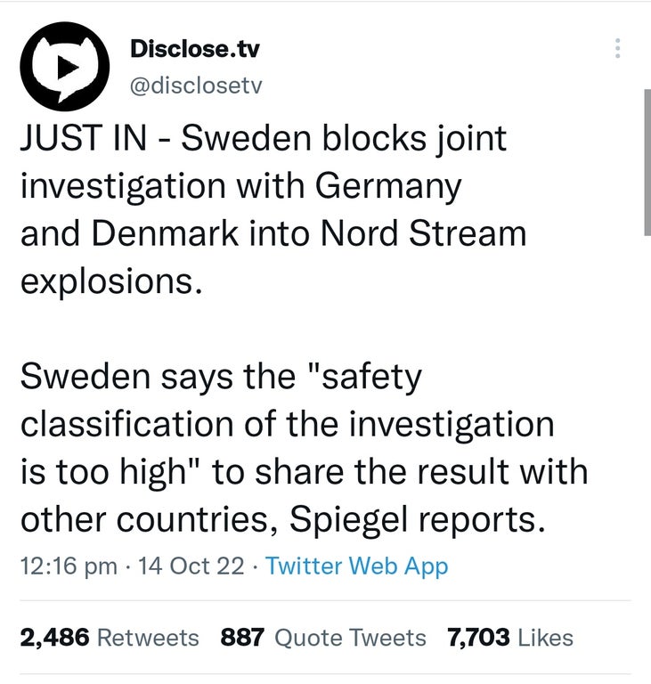 Sweden Refuses To Share Results Of Nord Stream Pipeline Explosion Investigation With Russia – Investment Watch