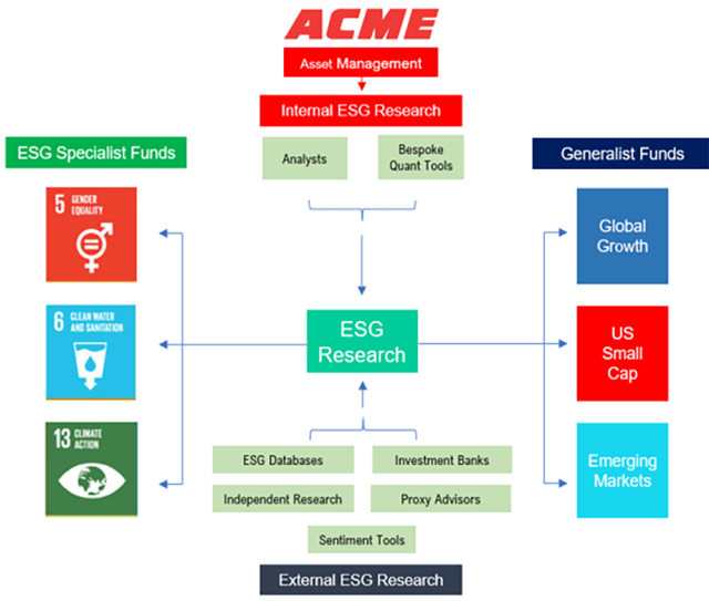 Diagram of hypothetical company's integration of ESG factors