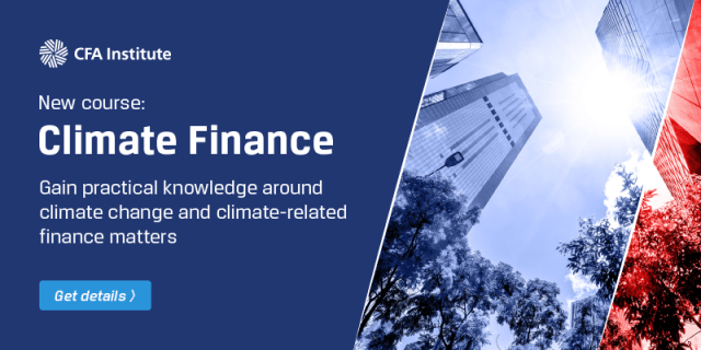 Climate Finance Professional Learning course banner